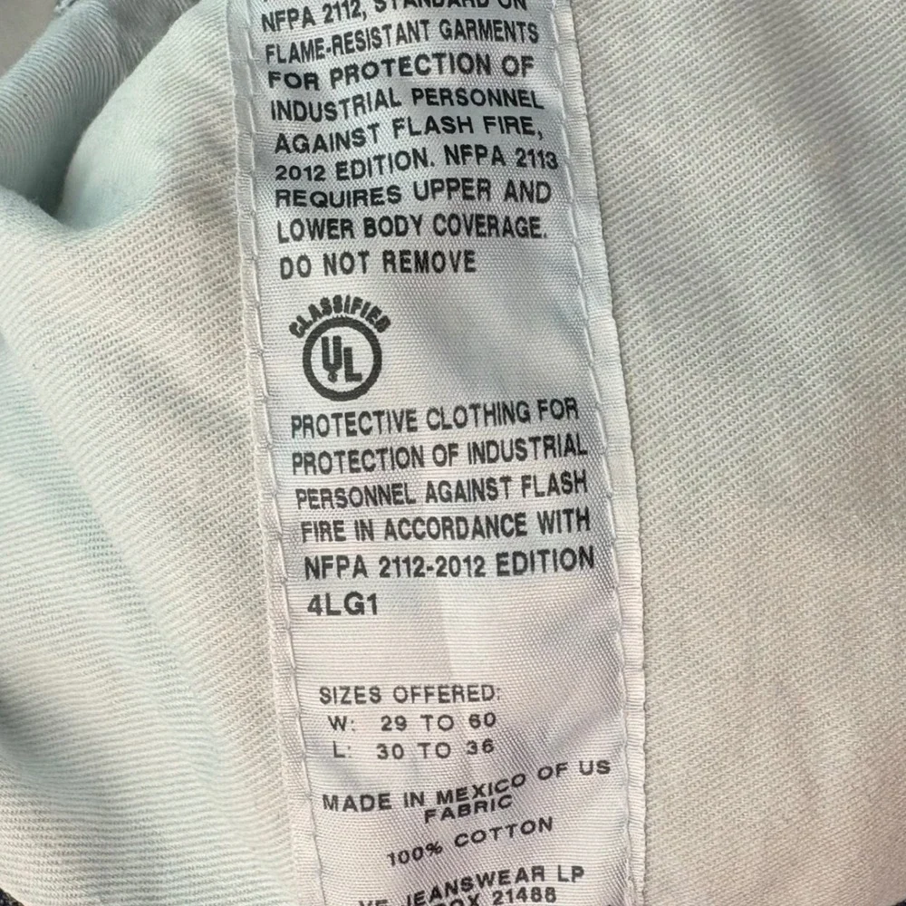 Wrangler Riggs Workwear FR Flame Resistant Jeans Blue Straight Leg 34x34 FR3W050